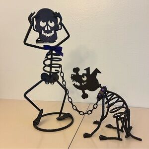 Vintage PartyLite Halloween Skeleton Mr. Bones Sticks Dog Votive Holders